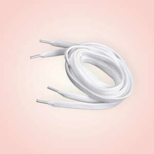 White flat shoelaces, 130 cm long, made of polyester - Fashion & Clothing