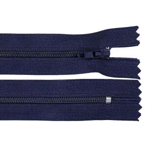Dark blue zipper, 20 cm long, non-removable, spiral zipper - Art & Craft