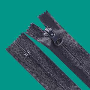 Dark blue waterproof zipper, 18 cm long, with a black slider - Art & Craft
