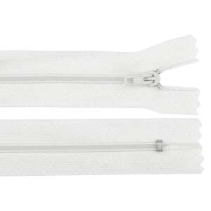 White zipper, 18 cm long, non-removable pin lock, 3 mm spiral width, 2.6 cm zipper width - Zipper