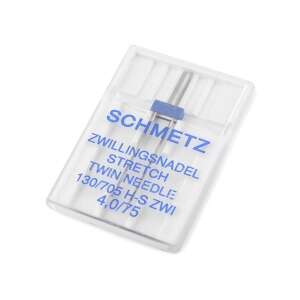 Schmetz twin needle for stretch fabrics, size 4.0/75 - Sewing Machine Accessory