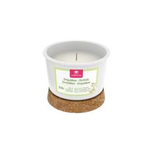 Cristalinas Orchid scented candle, 25 hours burn time, plant-based wax, white ceramic jar with cork lid - Air Freshener