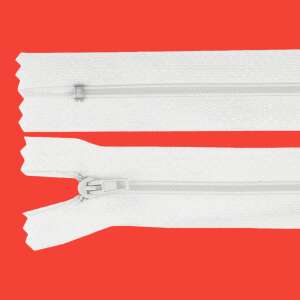 White 20cm non-removable zipper, 3mm coil, 2.6cm wide, for clothing, bags, and more - Zipper