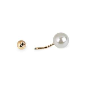 White pearl brooch with gold screw clasp - Brooch