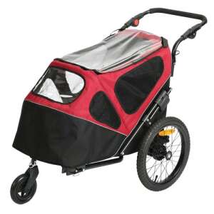 DUVO+ Pet trailer 2-in-1 Kerékpár utánfutó és sétakocsi háziállatok számára 30 kg-ig - Fekete/piros 123x62x96cm 98897007 - Hordozó, autós box kisállatoknak