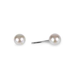 White pearl brooch with silver screw clasp - Brooch