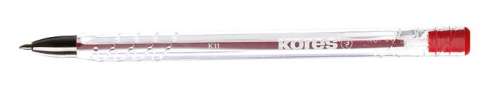 KORES K11-M red ballpoint pen, 1.0 mm, transparent barrel, triangular grip