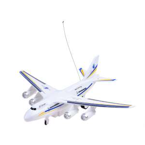 White remote control airplane with blue and yellow details, B718 model - Remote control vehicle