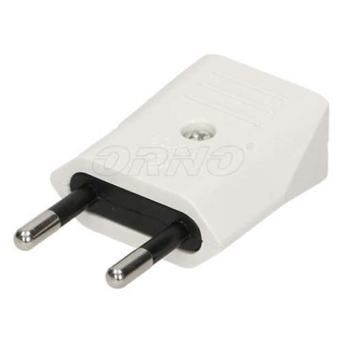 ORNO Fehér 2-Tűs Európai Csatlakozó Dugó, 250VAC 10A