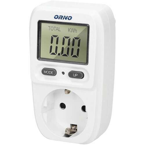Orno Wattmeter, Energy Calculator with LCD Display, White