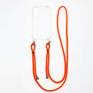 Cellect Samsung A14 5G/4G transparente Handyhülle mit orangefarbenem Lanyard - Handyhüllen