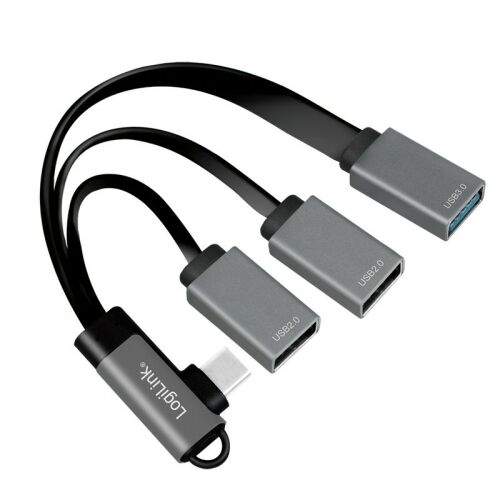 Koncentrator Logilink UA0361 USB-C do 2x USB 2.0 i 1x USB 3.0, widok pod kątem