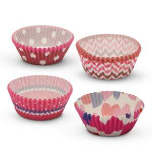 Heart-shaped muffin baking cups, 100 pieces, pink and red colors - Household paper products