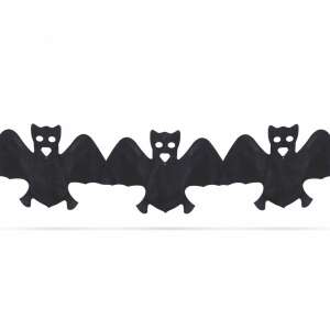 Black bat paper garland Halloween decoration, 3 meters long - Halloween decoration
