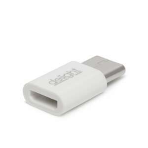 Delight Micro USB to Type-C adapter, white, for charging and data transfer - USB Adapter