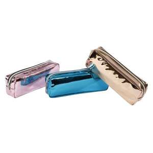VIQUEL zippered pencil case, assorted colors, metallic finish - Pencil Case