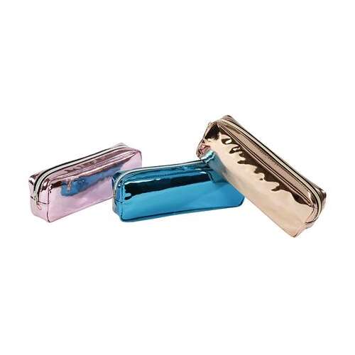 VIQUEL zippered pencil case, assorted colors, metallic finish