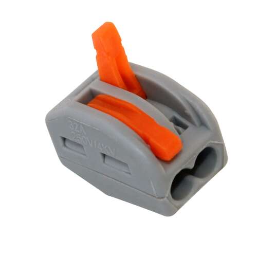 Conector rapid pentru cabluri, 2 căi, 0,2-2,5 mm², 32A, 250V/4kV, Gri, Portocaliu