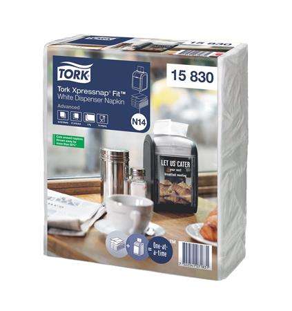 Șervețel TORK, dispenser, 2 straturi, 21,3x16,5 cm, sistem N14, Advanced, TORK Xpressnap Fit®, alb