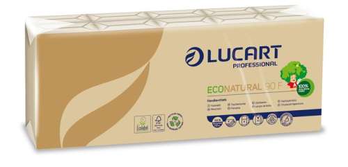 LUCART Papiertaschentuch, 4-lagig, 10x9 Stück, LUCART "EcoNatural", braun