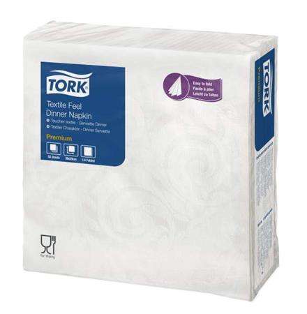 TORK obrúsok, 1/4 skladaný, 1 vrstva, 39x39 cm, Premium, TORK &rdquo;Textile Feel Elegance Dinner&rdquo;, biely