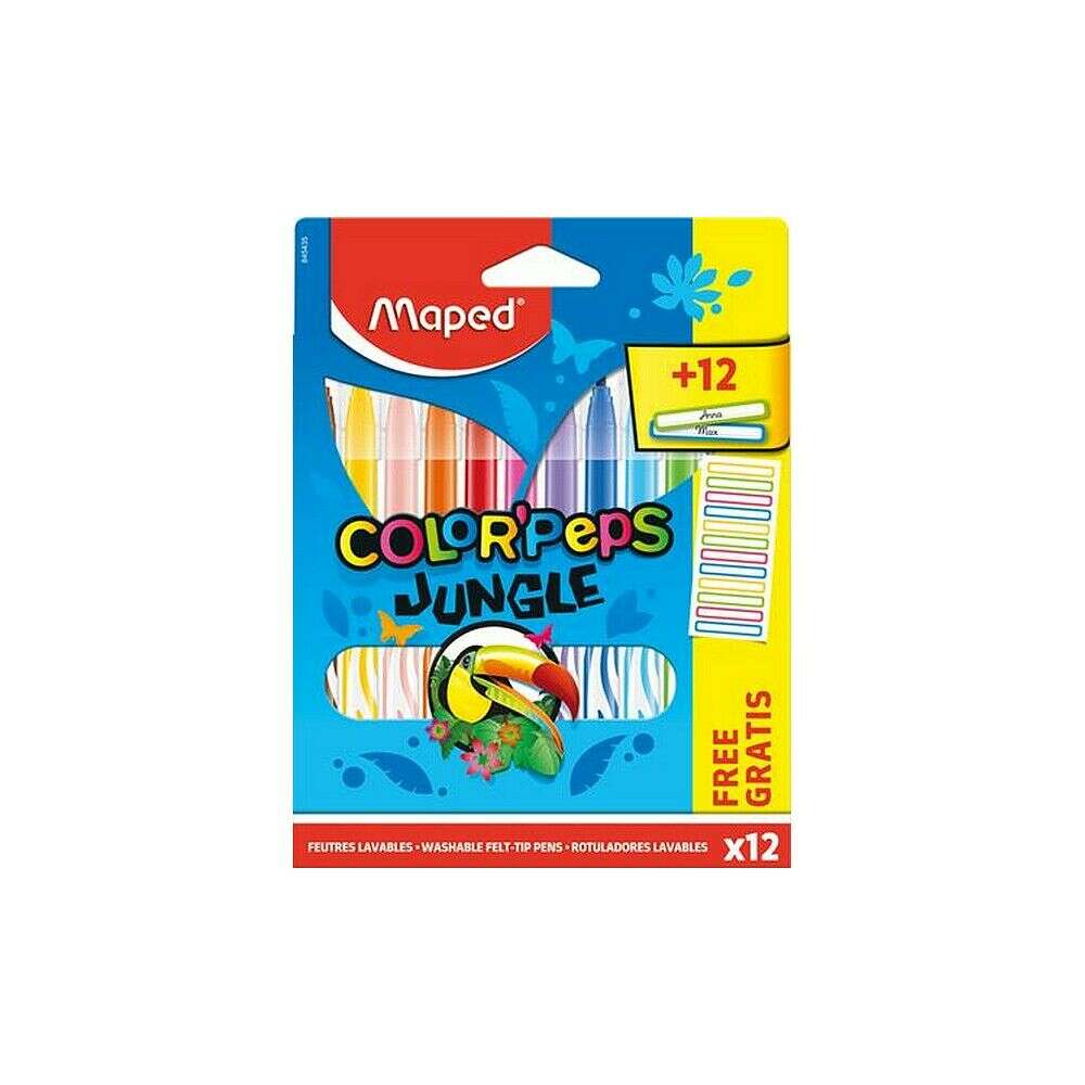 Filckészlet 12 Maped 2,8 mm, kimosható, Color Peps Jungle Filctollak