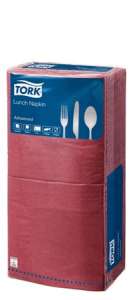 TORK Szalvéta, 1/4 hajtogatott, 2 rétegű, 33x33 cm, Advanced, TORK "Lunch", bordó 31573801 Szalvéta