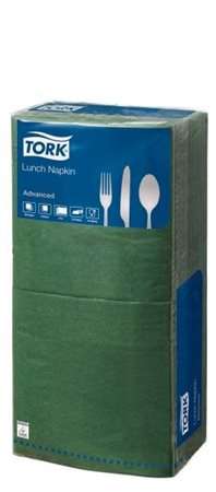 TORK obrúsok, 1/4 skladaný, 2-vrstvový, 32x32 cm, Advanced, TORK &rdquo;Lunch&rdquo;, tmavozelený
