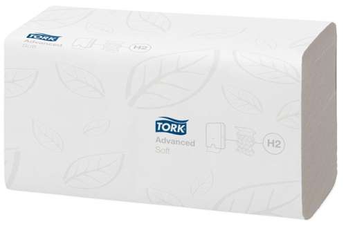 TORK Kéztörlő, Interfold hajtás, 2 rétegű, 180 lap, H2 rendszer, Advanced, TORK "Xpress Soft Multifold", fehér