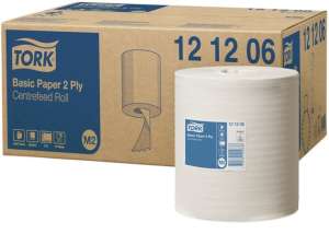 Tork Basic Paper 2 Ply Centrefeed Roll, fehér, M2 rendszer, 160m, 20cm, 457 lap, 18.7cm átmérő - Tork