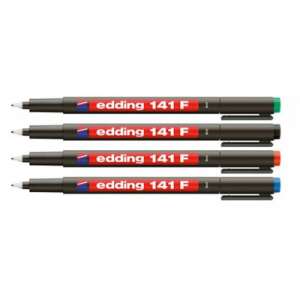 Edding 141 F permanent marker, 4 colors set, blue, green, red, black - Permanent marker