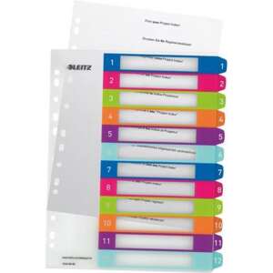 Divizoare imprimabile Leitz Wow A4 Maxi 1-12 pentru dosare cu inele - Consumabile pentru capsator