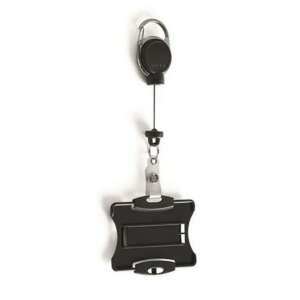 DURABLE Extra strong kihúzható azonosítókártya-tartó karabinerrel, fekete - Durable