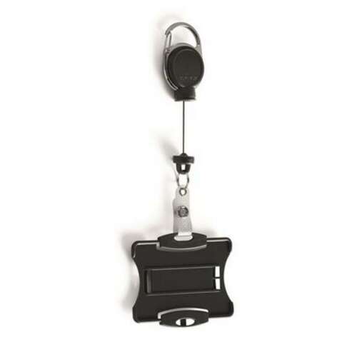 DURABLE Extra strong kihúzható azonosítókártya-tartó karabinerrel, fekete