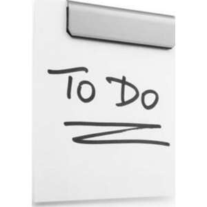 Silver self-adhesive magnetic note holder clip, DURABLE "DURAFIX® CLIP", for holding notes, reminders, appointments, etc. on smooth, hard surfaces like cabinets, refrigerators, glass doors - Binder clip