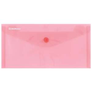 Plic din plastic Donau pentru documente în format DL, roz, cu închidere cu clapetă - Huse de protecţie acte