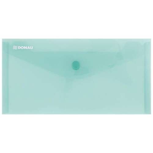 Plic de documente Donau din plastic verde, format DL, cu închidere cu clapetă
