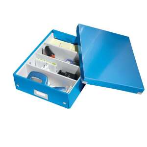 Cutie de depozitare albastră Leitz Click & Store cu compartimente umplute cu rechizite de birou - Depozitare și organizare