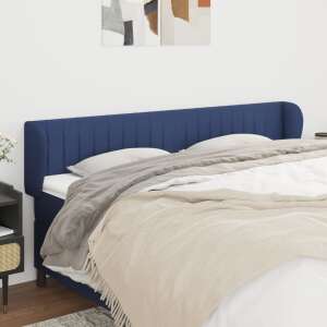 vidaXL blue fabric headboard with wings mounted on bed frame - VidaXL Headboard