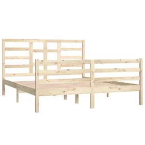 vidaXL tömör fa ágykeret 160 x 200 cm, természetes fenyőfa, léces alap, fejtámla és lábtámla - Bútor