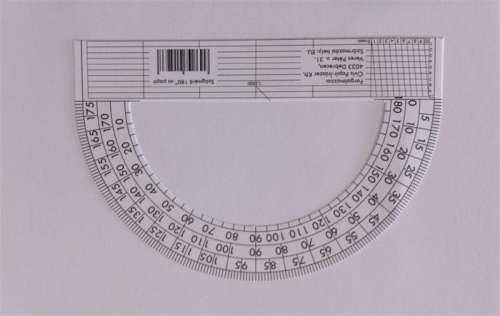Protractor, paper, 180 degrees