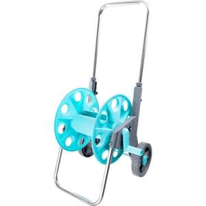 Количка за градински маркуч Richmann, телескопична, 60m, 1/2 инча, синя, метална рамка, колела - Напояване