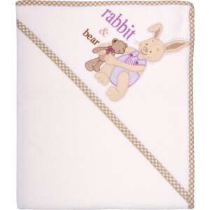 Womar Zaffiro kapucnis fürdőlepedő babáknak, aranyos nyuszi és medve mintával - Womar