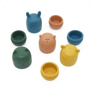 Petite&Mars Amigos Bath Toys Set of 4, silicone, BPA-free, 6 months+, multi-colored - Petite&Mars