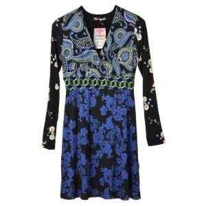 Desigual fekete virágmintás hosszú ujjú női ruha, M méret - Desigual