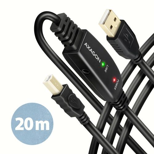 AXAGON ADR-220B 20m Aktív USB 2.0 Kábel USB-A és USB-B csatlakozókkal - AXAGON