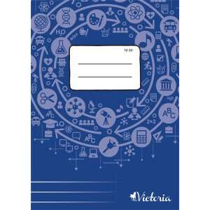 Victoria Circle 12-32 A5 lined notebook for 3rd grade, blue cover with school icons - Victoria