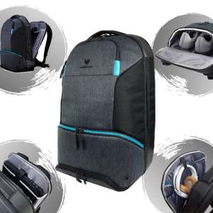 Rucsac Acer Predator Hybrid rezistent la ploaie cu 5 compartimente #gri-negru