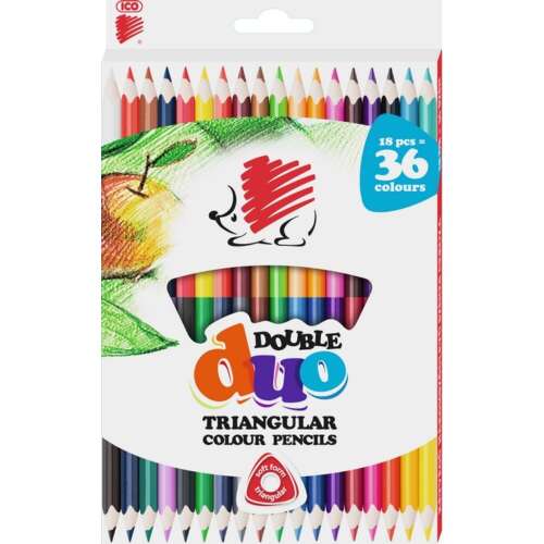 Süni Double Duo Triangular Colour Pencils, 18 pcs = 36 colours, set of colored pencils