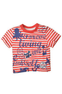 Piros és fehér csíkos fiú póló kék mintával, Boboli - Boboli